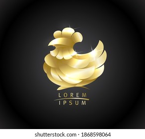 Diseño de logotipo vectorial de gallinas doradas
