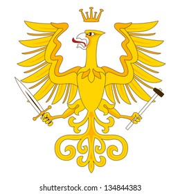 Golden heraldic eagle