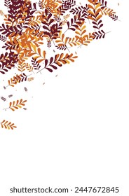 Golden Herb Background White Vector. Leaf Material Texture. Green Foliage. Brown Leaves Collection. Vibrant Frame.