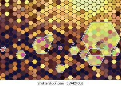 Golden hexagon background.