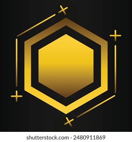 golden hexagon design on black background