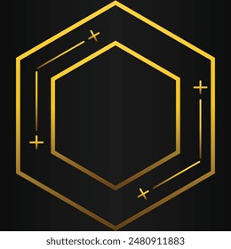 golden hexagon design on black background