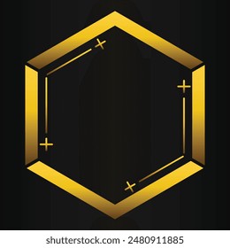 golden hexagon design on black background