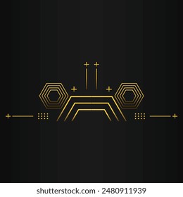 golden hexagon design on black background