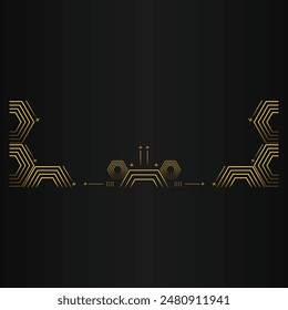 golden hexagon design on black background