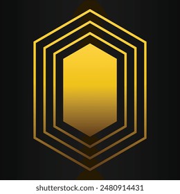 golden hexagon design on black background