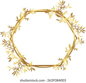 Golden Hexagon Frame with Floral  vector illustration. Good for banner, poster, greeting card, party card, invitation, template, advertising, campaign, and social media.