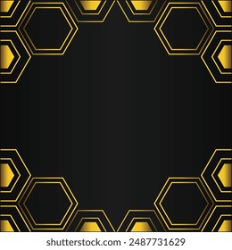 golden hexagon frame on black background