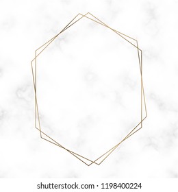 Golden hexagon frame template vector