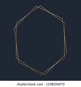 Golden Hexagon Frame Template Vector