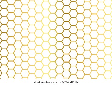 golden hexagon pattern on white background