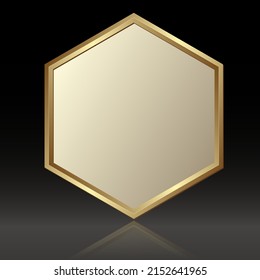 golden hexagon plaque on black background