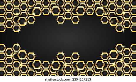 Golden Hexagonal With Black Background