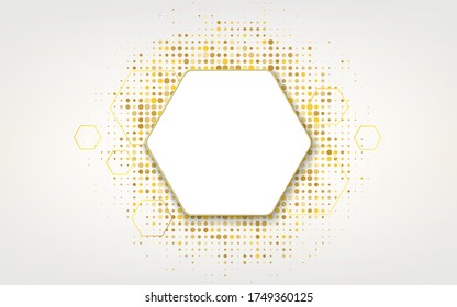 Golden hexagonal frame with glitter background