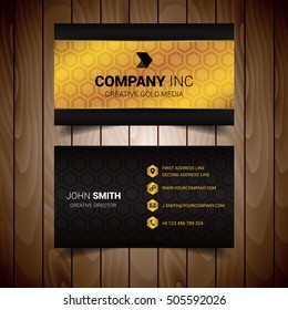 Golden Hexagonal Modern Business Card