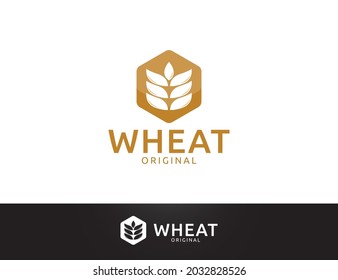 Golden Hexagonal wheat logo design
