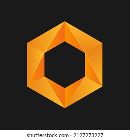 Golden Hexagone Black Background in Vector