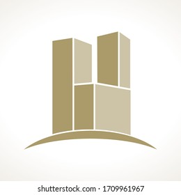 golden high building, vector logo icon