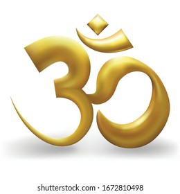 Golden Hinduism om symbol icon isolated on a white background. vector illustration