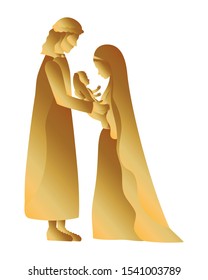 golden holy family manger characters vector illustration design