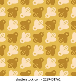 Golden Honey Bees Texture repeat pattern background design