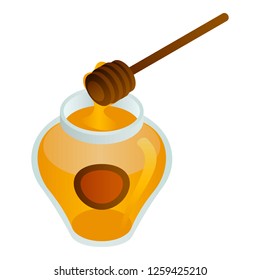 Golden honey jar icon. Isometric of golden honey jar vector icon for web design isolated on white background