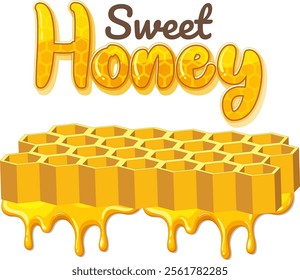 Golden honeycomb dripping with sweet honey