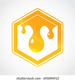 golden honeycomb hexagon with honey drops