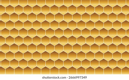 Padrão de hexágono de favo de mel dourado com sombreamento gradiente criando design de fundo geométrico sem costura