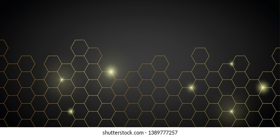 golden honeycomb shiny technical background vector illustration EPS10