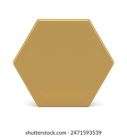 Vertical de panal de oro pared geométrica de seis lados esquinero 3d elemento de diseño premium Ilustración vectorial realista. Hexagonal minimalista base angular bloque simétrico figura poligonal regular