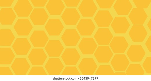 Golden honeyed comb grid texture and geometric hive hexagonal honeycombs. Gold honey hexagonal cells seamless texture. Honeycombs bright background. Vector illustration