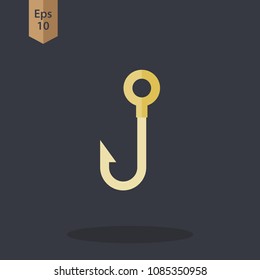 Golden Hook Icon. Simple Vector Illustrated Symbol