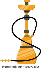 Golden hookah, illustration, vector on white background.
