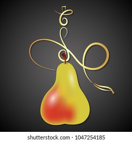 Golden hookah tasteful pear vector