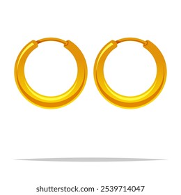 Golden hoop earrings vector isolated illustration