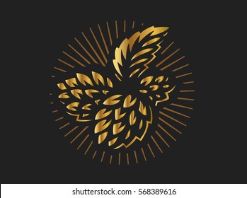 Golden hop - vector illustration, design on black background