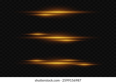 Golden horizontal effects. On a transparent background.