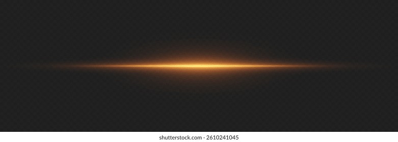 Golden horizontal highlight. Laser beam of light. Light flash of sparks and magic dust.
