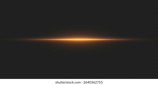 Golden horizontal highlight. Laser beam of light. Light flash of sparks and magic dust.