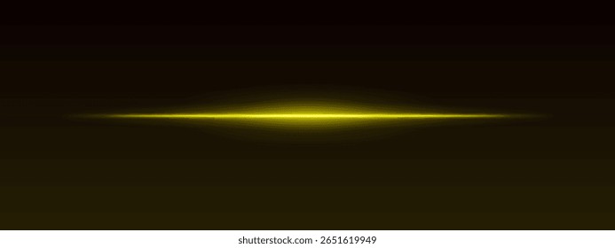 Golden horizontal light beam on dark gradient background. Sharp glowing line with soft edges creates sci-fi effect.