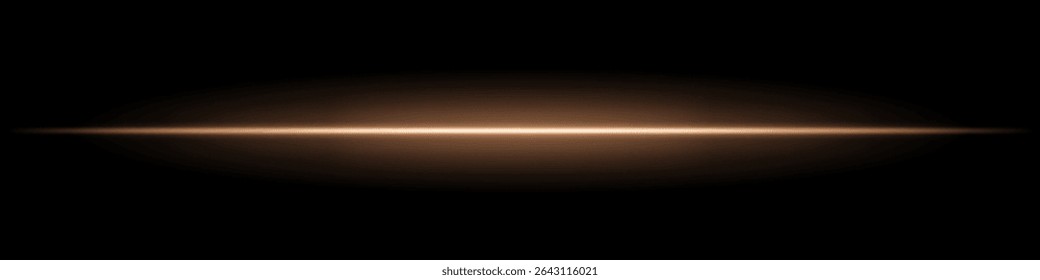 Feixe de luz horizontal dourado. Linha laser brilhante afiada com fade radiante em ambos os lados sobre fundo escuro. Ótimo para ficção científica, visuais de energia, efeitos leves ou transições futurísticas.