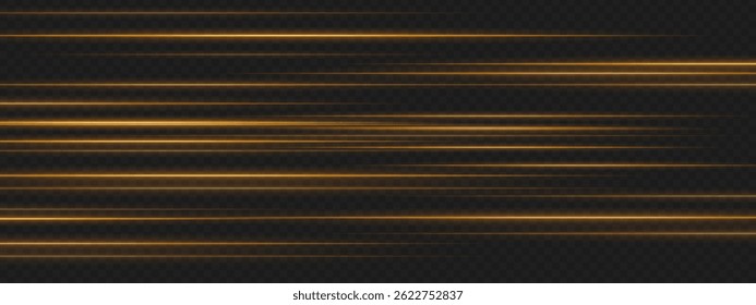 Golden horizontal lines with perspective blur produce sense of digital depth and fast transition in a high-tech environment.