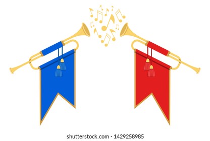Golden horn trumpet vector design illustration isolated on white background