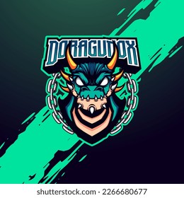 Golden Horned Green Dragon Mascot