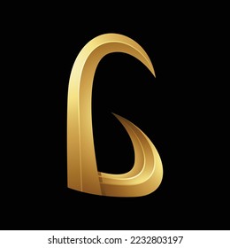 Golden Horn-like Letter G on a Black Background