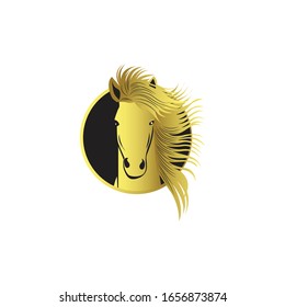 golden horse head logo illustration
