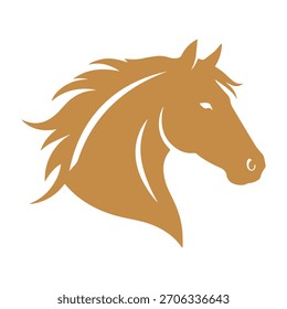 Cabeza de caballo de oro Vector de fondo blanco
