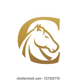 Golden Horse Initial C Vector Logo