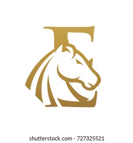 Golden Horse Initial E Vector Logo